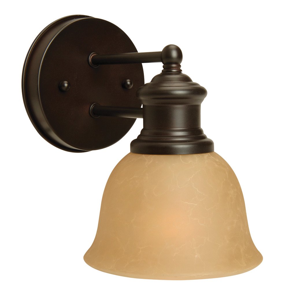 1 Light Wall Sconce in Oiled Bronze with White Frosted Glass