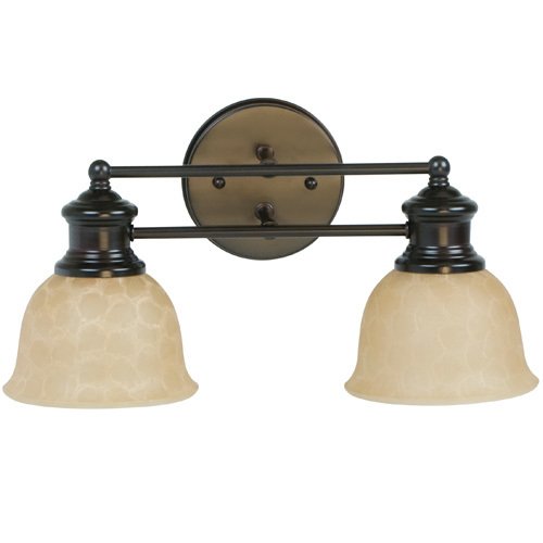 Double Bath Light in Oiled Bronze with Tea Stained Glass