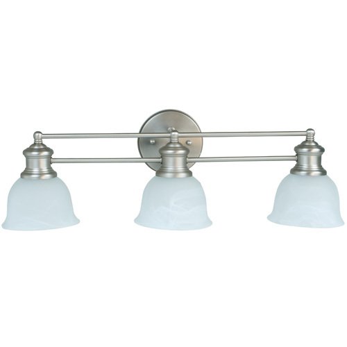 Triple Bath Light in Brushed Nickel with Alabaster Glass
