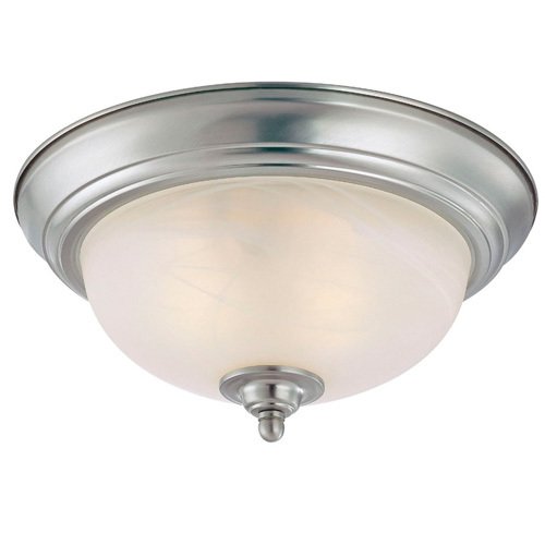11" Flush Mount Light in Satin Nickel with Painted Glass