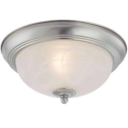 13" Flush Mount Light in Satin Nickel with Painted Glass