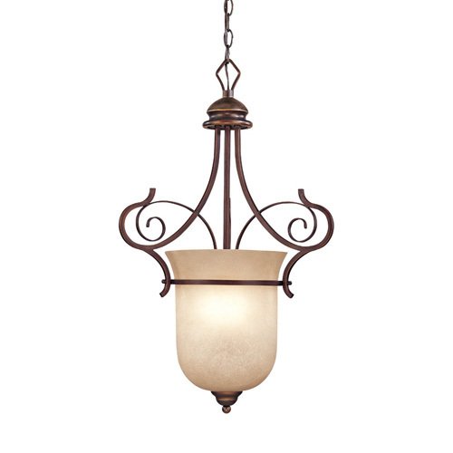 18" Foyer Pendant Light in Augustine with Etched; Painted Glass