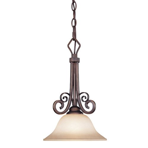 9 1/2" Pendant Light in Augustine with Etched; Painted Glass