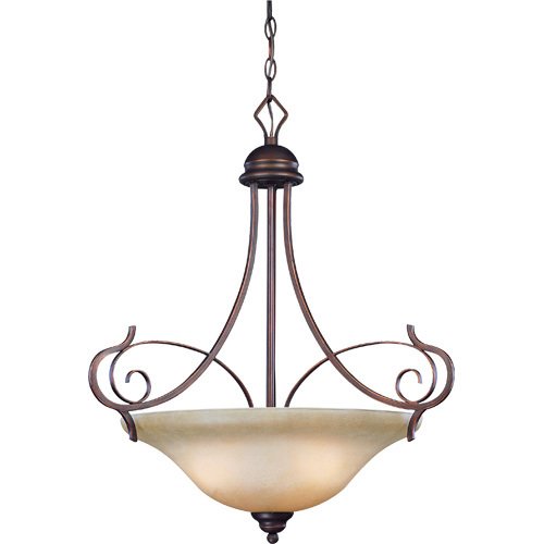 18" Pendant Light in Augustine with Etched; Painted Glass