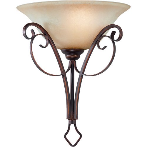 Single Wall Sconce in Augustine with Etched; Painted Glass