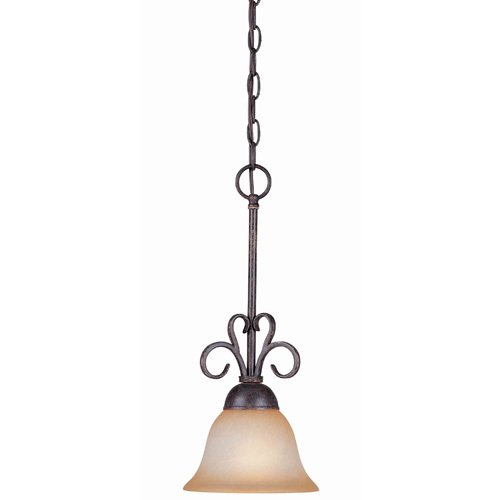 7 1/2" Pendant Light in Forged Metal with Painted Glass