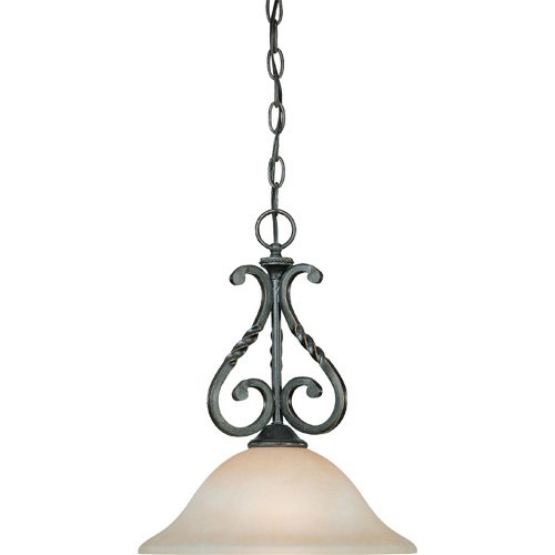 9 1/2" Pendant Light in English Toffee with Faux Alabaster Glass