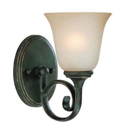 Single Wall Sconce in Mocha Bronze with Etched Painted Glass