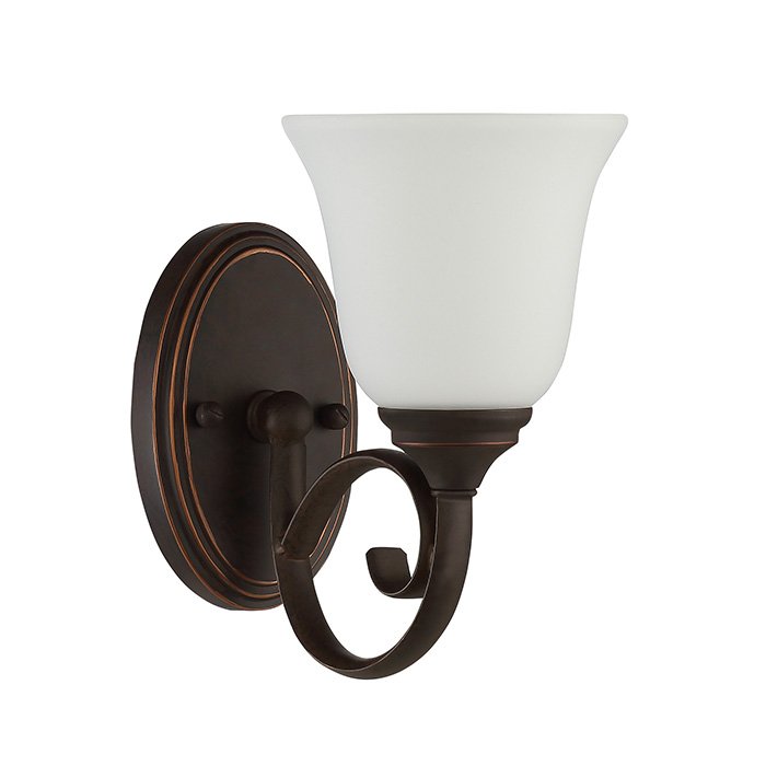 1 Light Wall Sconce in Metropolitan Bronze with White Frosted Glass