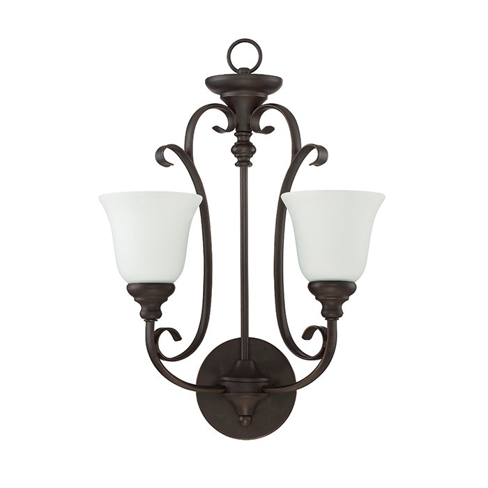 2 Light Wall Sconce in Metropolitan Bronze with White Frosted Glass