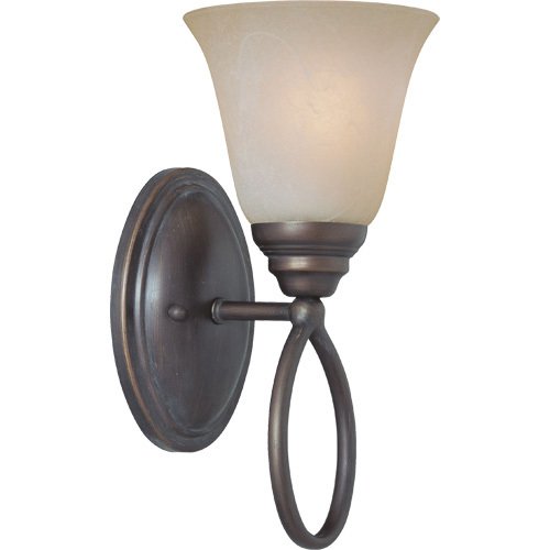 Single Wall Sconce in Old Bronze with Faux Alabaster Glass