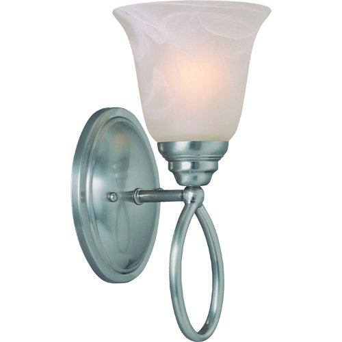 Single Wall Sconce in Satin Nickel with Faux Alabaster Glass