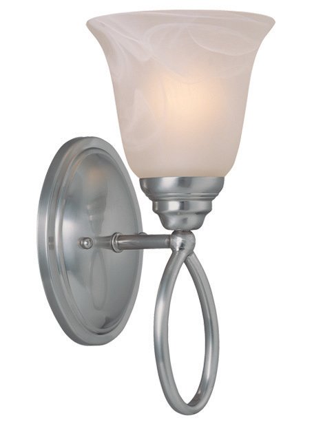 1 Light Wall Sconce in Satin Nickel with White Frosted Glass
