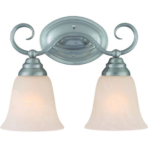 Double Bath Light in Satin Nickel with Faux Alabaster Glass