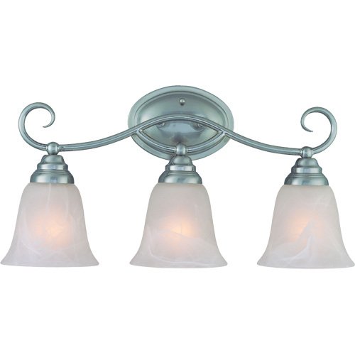 Triple Bath Light in Satin Nickel with Faux Alabaster Glass