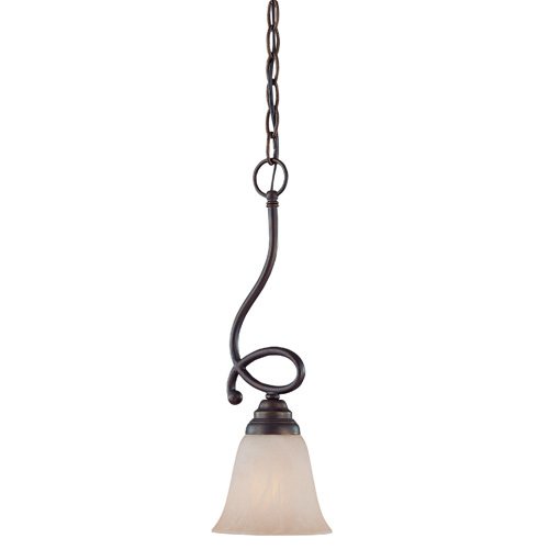 6" Pendant Light in Old Bronze with Faux Alabaster Glass