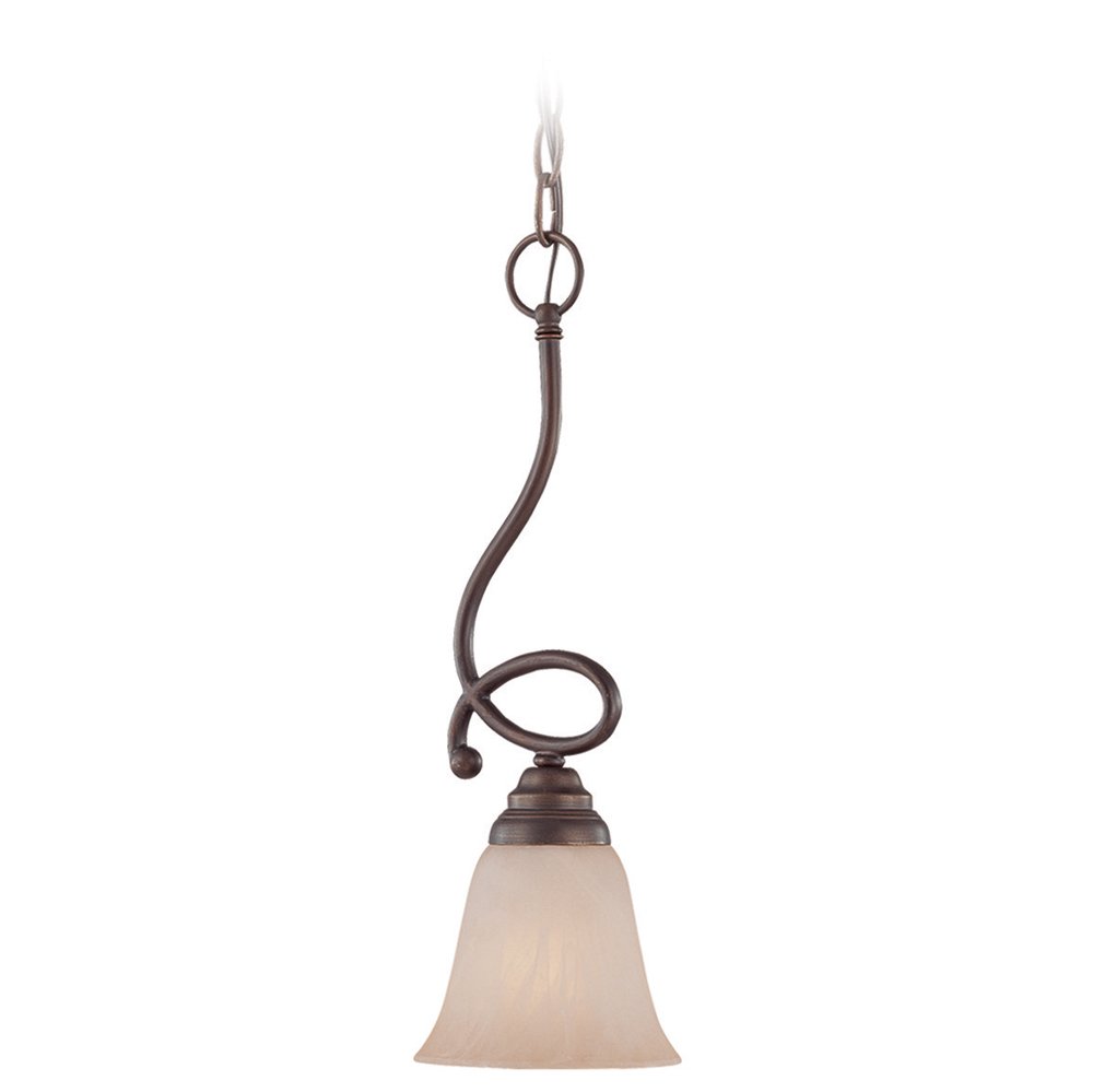 1 Light Mini Pendant in Oiled Bronze with White Frosted Glass