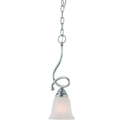 6" Pendant Light in Satin Nickel with Faux Alabaster Glass