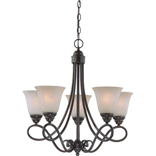 24" Chandelier in Old Bronze with Faux Alabaster Glass