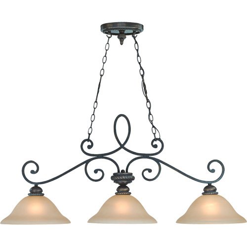 13 " Island Pendant Light in Mocha Bronze with Painted Etched Glass