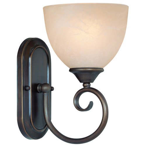 Single Wall Sconce in Old Bronze with Faux Alabaster Glass