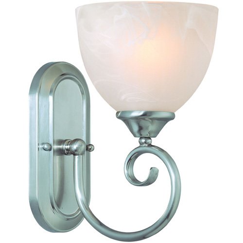 Single Wall Sconce in Satin Nickel with Faux Alabaster Glass