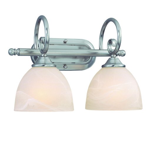 Double Bath Light in Satin Nickel with Faux Alabaster Glass