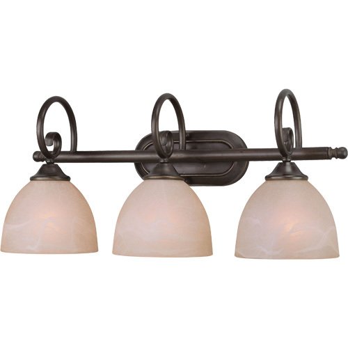 Triple Bath Light in Old Bronze with Faux Alabaster Glass