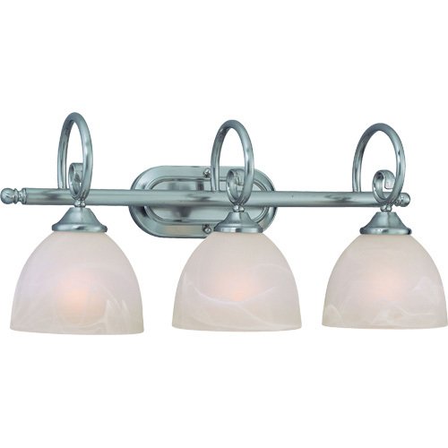 Triple Bath Light in Satin Nickel with Faux Alabaster Glass