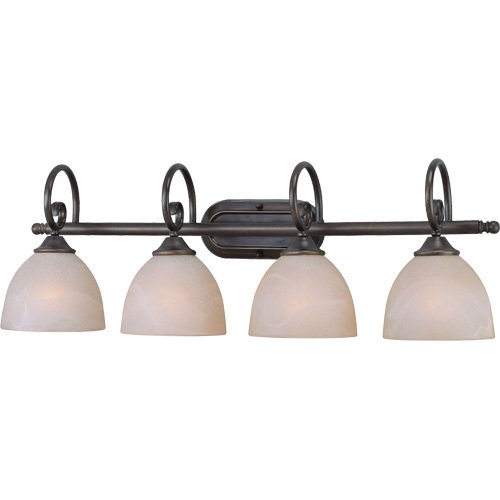 Quadruple Bath Light in Old Bronze with Faux Alabaster Glass