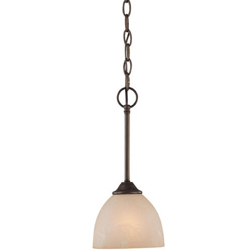 6 1/2" Pendant Light in Old Bronze with Faux Alabaster Glass