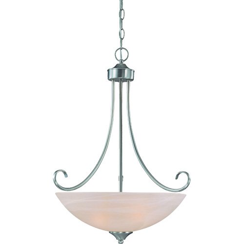 20" Pendant Light in Satin Nickel with Faux Alabaster Glass