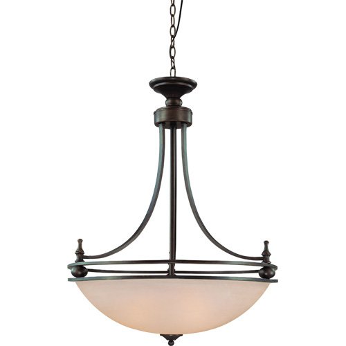 27" Pendant Light in Old Bronze with Faux Alabaster Glass