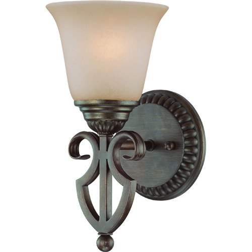 Single Wall Sconce in Century Bronze with Painted Glass