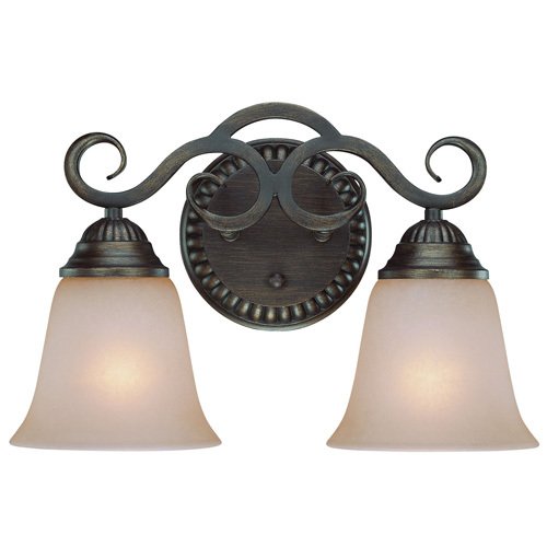 Double Bath Light in Century Bronze with Painted Glass