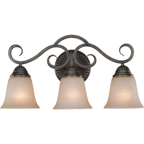 Triple Bath Light in Century Bronze with Painted Glass
