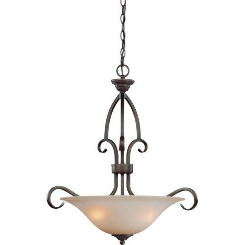 23" Pendant Light in Century Bronze with Painted Glass