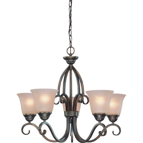 26" Chandelier in Century Bronze with Painted Glass