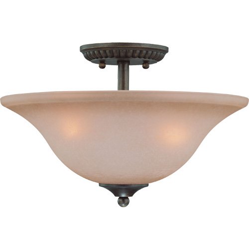 16" Semi Flush Light in Century Bronze with Painted Glass