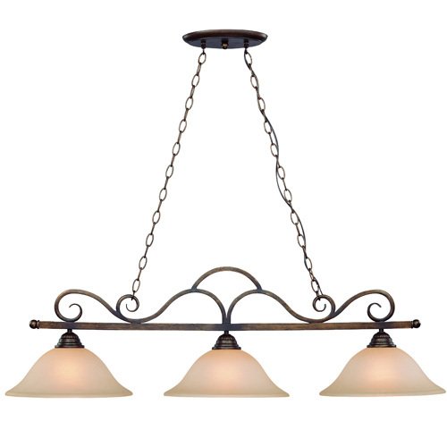 46" Island Pendant Light in Century Bronze with Painted Glass