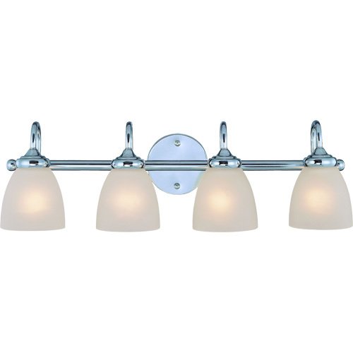 Quadruple Bath Light in Chrome with Painted Etched Glass