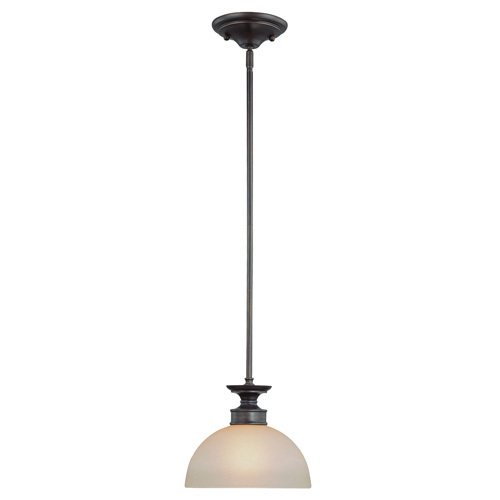10" Pendant Light in Bronze with Painted Etched Glass
