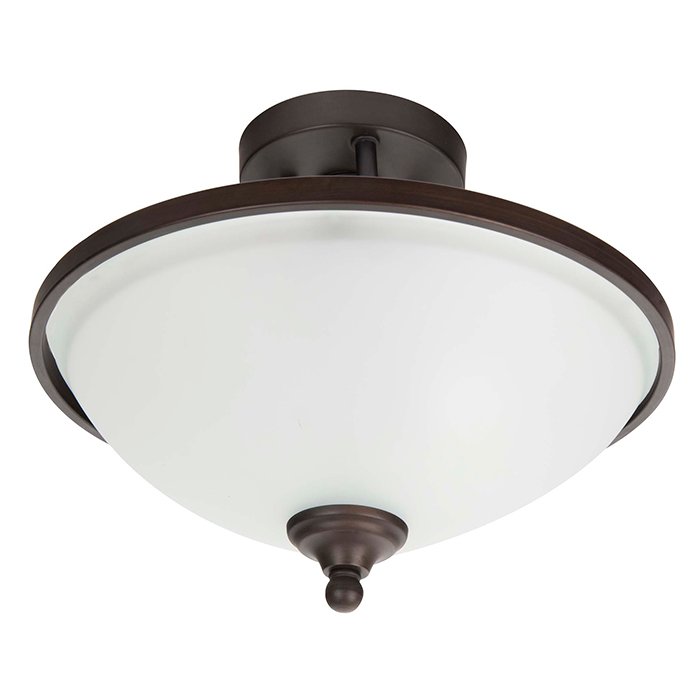 2 Light Semi Flush in Bronze with Frosted Glass