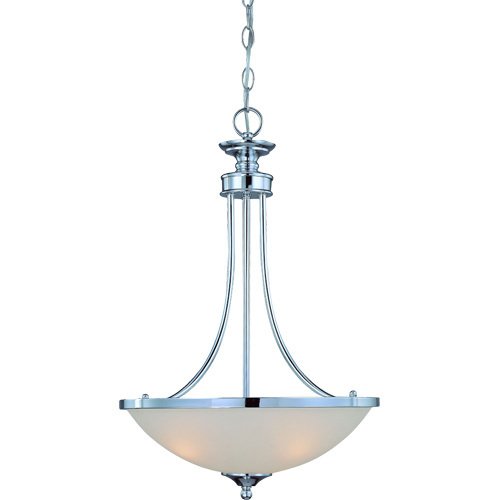 16 1/2" Pendant Light in Chrome with Painted Etched Glass