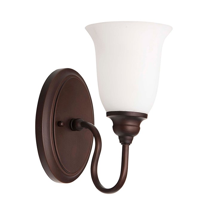 1 Light Wall Sconce in Oiled Bronze with Frosted Glass