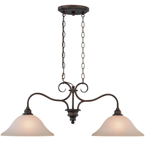 35 1/2" Island Pendant Light in Old Bronze with Pressured Glass