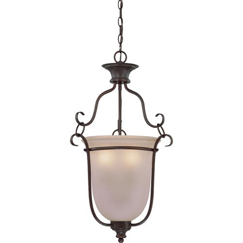 17" Foyer Pendant Light in Old Bronze with Pressured Glass