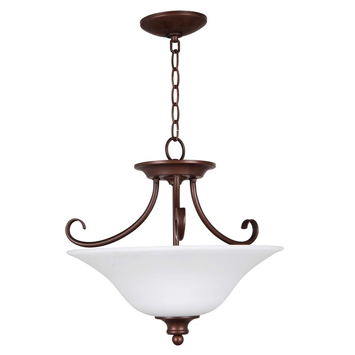 3 Light Convertible Semi Flush in Oiled Bronze with Frosted Glass