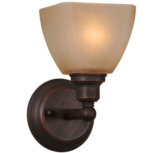 Single Wall Sconce in Bronze with Square Glass