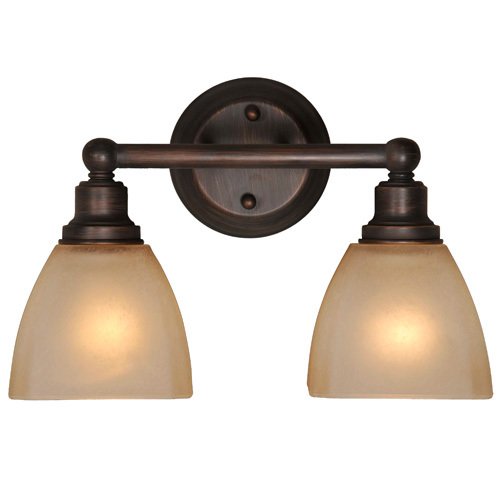 Double Bath Light in Bronze with Square Glass
